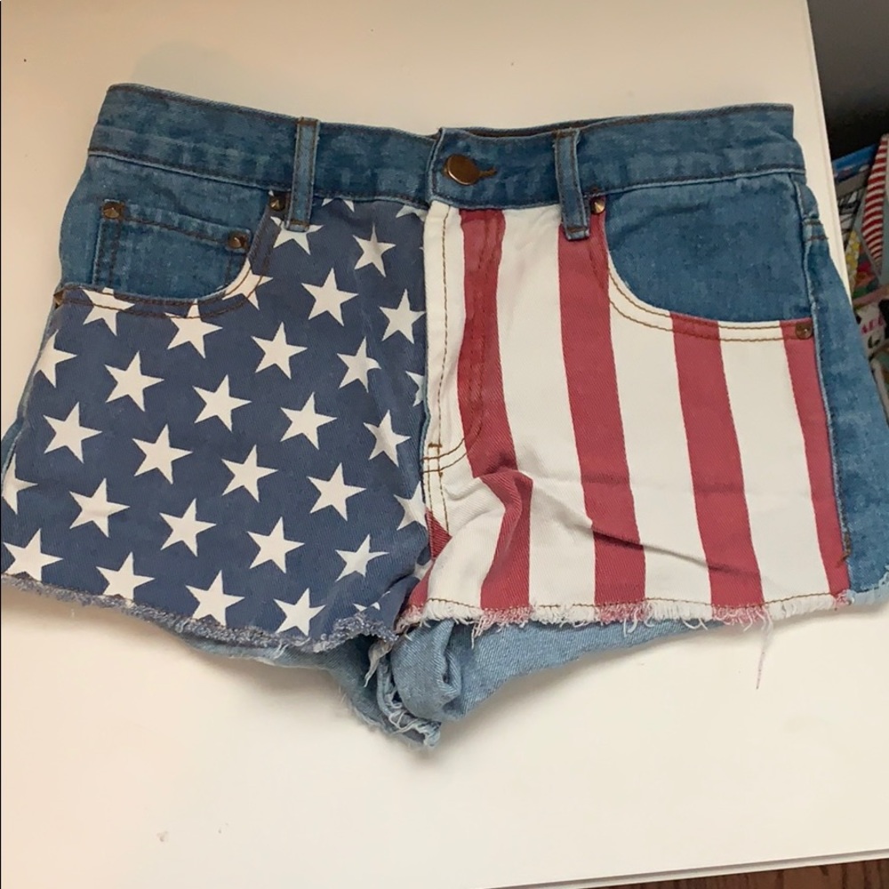 American flag high waisted shorts